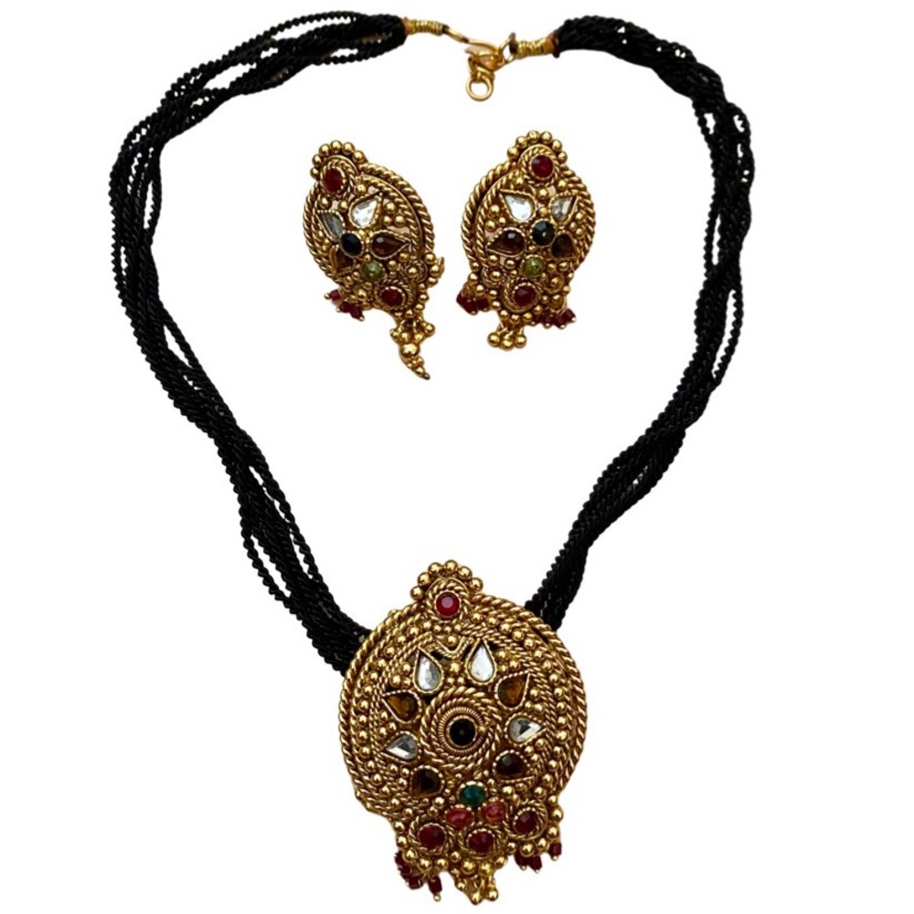 Indian Red Multi Color Polki Necklace Set